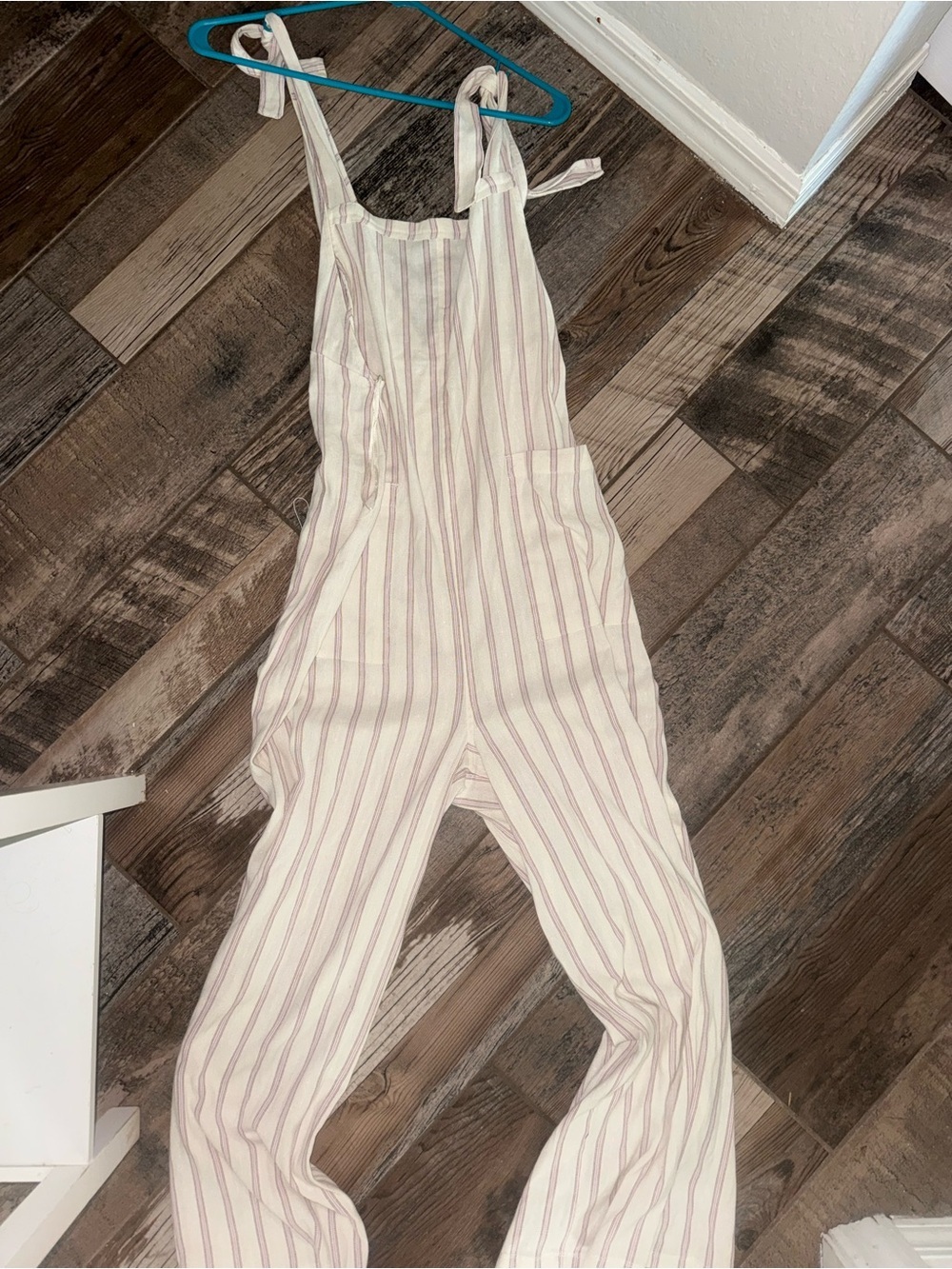 O'Neill Cream and Pink Striped  One-Piece Overalls